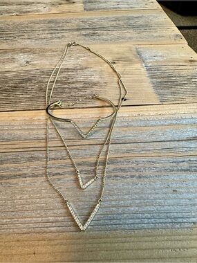 Victoria's Secret Gold Layered V Necklace Set